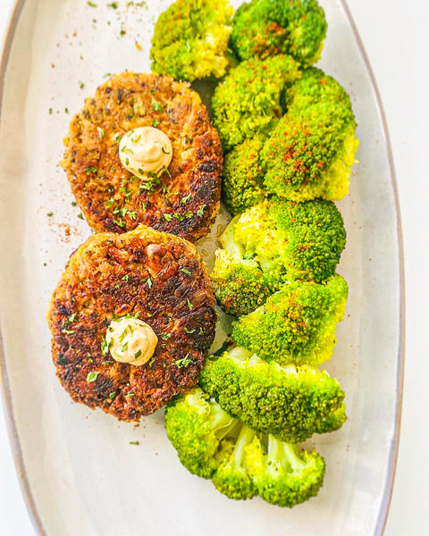 Vegan Jackfruit Croquettes with Broccoli & White Rice